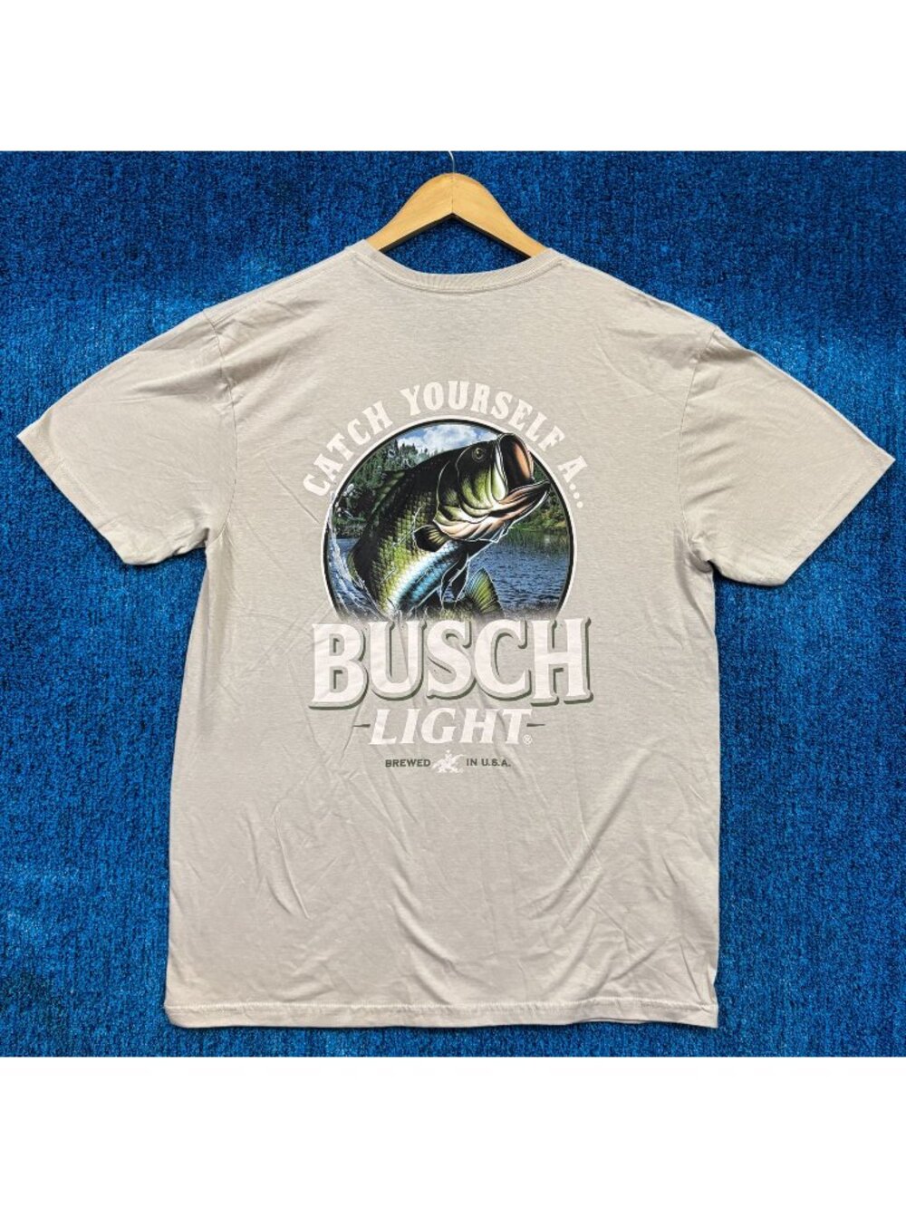 Busch Light Beer Beige T-Shirt Size Large